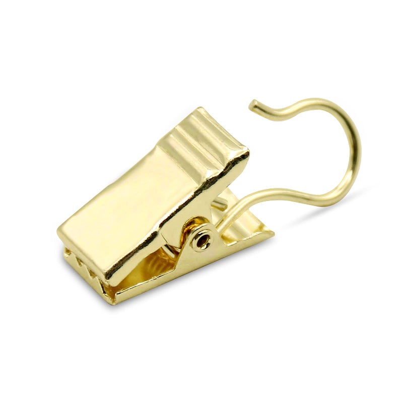 Coideal Small Curtain Clips Gold - 100 Pack Stainless Steel Curtain Hooks for Hanging Party String Lights Indoor, Art Crafts, Christmas Wedding Decoration (Light Gold) - Image 1